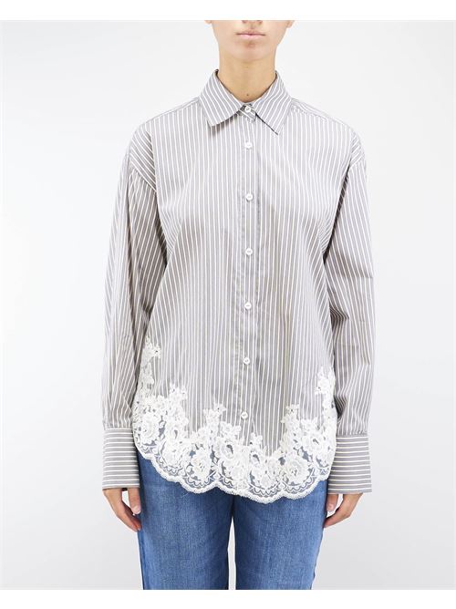 Camicia a righe con ricamo in pizzo Ermanno by Ermanno Scervino ERMANNO BY ERMANNO SCERVINO | Camicia | D45EK013E32MF654